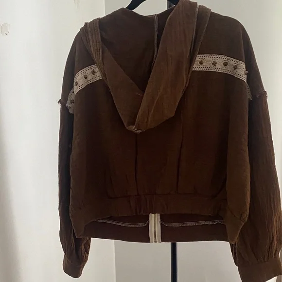 POL Brown Bomber Jacket with Cream Details - Picture 9 of 9